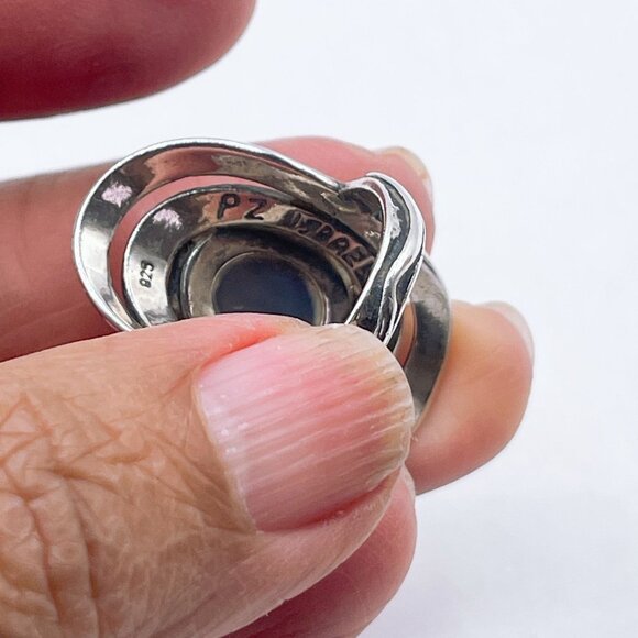 925 Handcrafted Sterling Silver & Glittery Resin Statement Ring By PZ Israel 6.5 - Picture 5 of 7